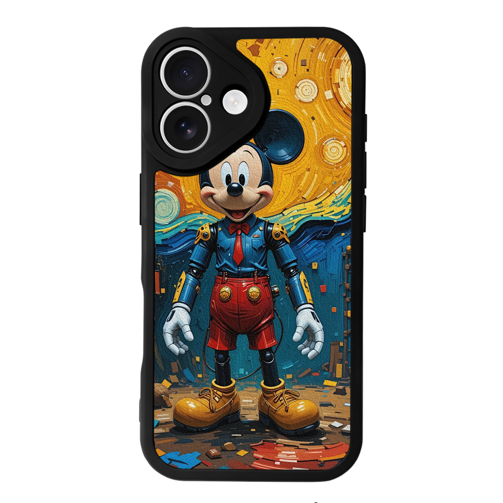 （画像用） ミッキーマウス Mickey Mouse 【iPhone 16シリーズ対応】シリコンスマホケース（レザー調） 材質：シリコン